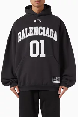 Buy Balenciaga Black Basketball Large-fit Hoodie in Cotton For Men