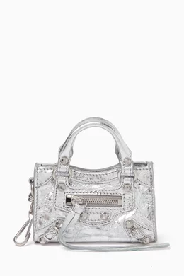 Buy Balenciaga Grey Micro Le City Charm Bag in Metallized Arena
