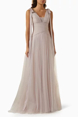 Buy Gemy Maalouf Pink Bow Gown in Tulle For Women Online Ounass