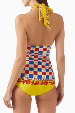 Buy Dolce & Gabbana Multicolour Carretto-print One-piece