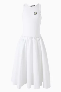 Buy DKNY White Logo Embroidered Midi Dress in Cotton For Girls Online |  Ounass Saudi
