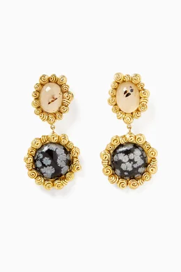 Buy Ulla Johnson White Rania Jasper Obsidian Drop Earrings in
