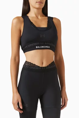 Buy Balenciaga Black Under Armour® Layered Bra in Jersey