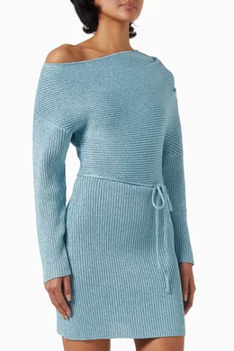 Buy Never Fully Dressed Blue Tilly Mini Dress in Rib Knit For Women Online  | Ounass Saudi