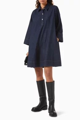 Buy COS Blue A-Line Denim Mini Shirt Dress For Women Online
