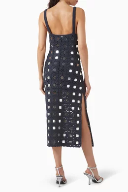 toccin clementine mirror crochet midi-dress Buy Toccin Blue Clementine Mirror Midi Dress in Crochet Knit For Women  Online