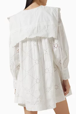 Buy Damson Madder White Cassidy Embroidered Mini Dress in Organic Cotton  For Women Online | Ounass Saudi