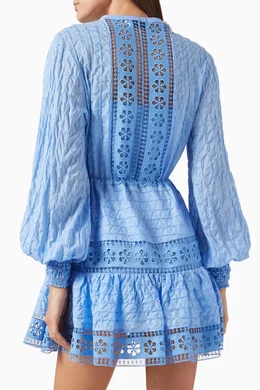blue charo ruiz dress Charo Ruiz Ibiza Esmare Blue Sealace Long Sleeve Mini Dress main image 1