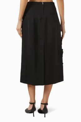 Buy Jil Sander Black Embroidered Skirt in Silk & Viscose For
