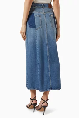 Buy Weekend Max Mara Blue Gesso Midi Skirt in Denim For Women