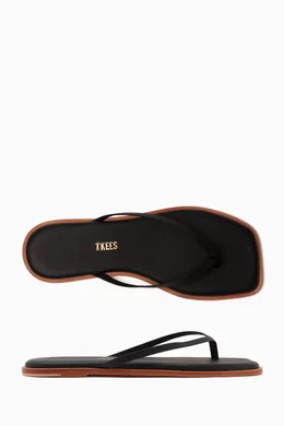 Buy Tkees Black Dylan Flip-flop Sandals in Leather For Women
