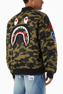 Buy A Bathing Ape Green Camo Shark Jacket For Men Online | Ounass