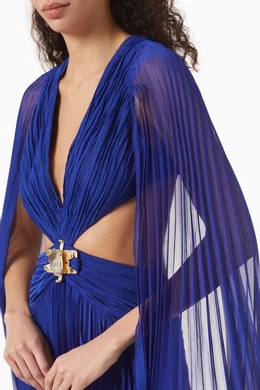 Buy Raisa & Vanessa Blue Pleated Crystal-embellished Maxi
