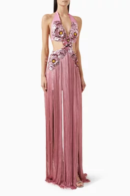 open lace back dress Pink Chiffon Mini Dress with Round Sequins – RAISA VANESSA INT main image 1