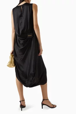 ワンピース Loewe Draped Midi Dress Buy LOEWE Black Draped Midi Dress For Women Online | Ounass