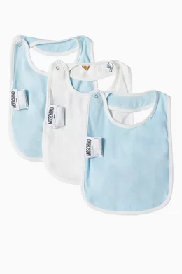 Buy Moschino Blue Teddy Bear Logo Bibs, Set of For Kids Online