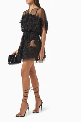 Buy Norma Kamali Black Floral Flared Mini Dress in Mesh For Women Online |  Ounass Saudi