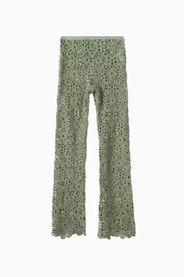 パンツ Norma Kamali 'Crochet' pants Buy Norma Kamali Green Crochet Bootleg Pants in Cotton Blend