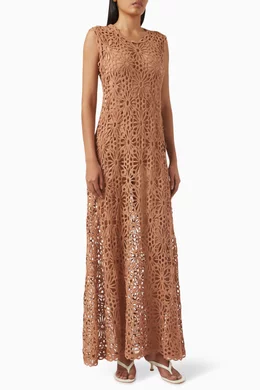 forever unique brown polka dot dress Dalia Maxi Dress, in Chocolate Brown Polka Dot, Size: 2XL | Show Me Your Mumu main image 0