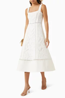 Buy Alexis White Kensington Embroidered Midi Dress For Women Online |  Ounass Saudi
