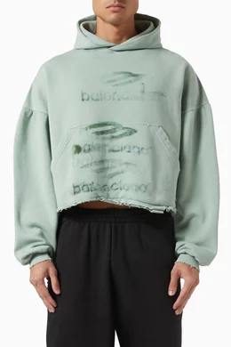 Buy Balenciaga Green Unisex DIY Imprint Cropped Hoodie in
