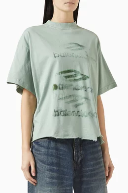 【BALENCIAGA】Diy Imprint Tシャツ Diy Imprint Cropped T-shirt in Sage Green | Balenciaga US