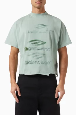 Buy Balenciaga Green Unisex DIY Imprint Cropped T-shirt in