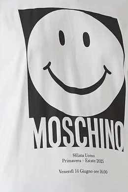 Buy Moschino White x Smiley T-shirt in Organic Cotton For