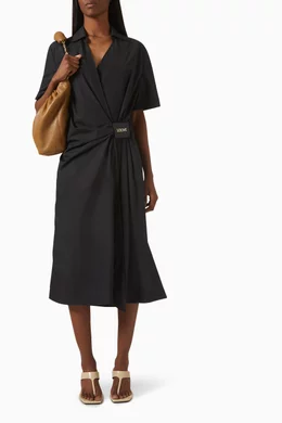 【関税&送料込】Loewe Draped Midi Dress Loewe Draped Tie-Waist Midi Dress - Bergdorf Goodman