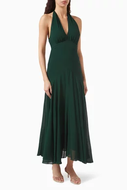 Buy Reformation Green Briony Halterneck Midi Dress For Women Online |  Ounass Saudi