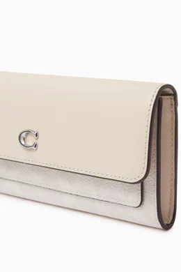 Buy Coach White Mila Long Flap Wallet in Signature Canvas
