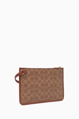 バッグ Coach Signature Accessory Pouch Brown Coach handbag signature accessory pouch brown canvas leather