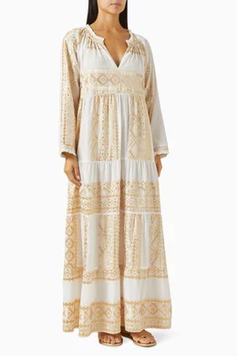 greek style embroidered dress Selene Embroidered Maxi Dress main image 1