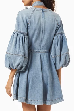【送料&関税込】Zimmermann Mini Denim Dress With Neck Ties ZIMMERMANN tie-neck Denim Mini Dress | Blue | FARFETCH
