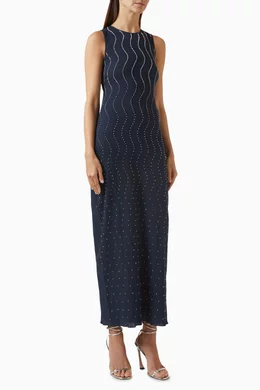 ravia maxi dress blue Zinovia Blue Noir Ruffle Maxi Dress