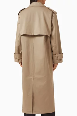 Buy Theory Neutral Oversized Trench Coat in Cotton Gabardine
