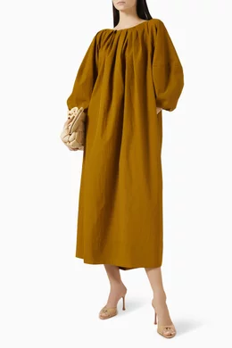Buy COS Brown Oversized Pleated Cocoon Dress For Women Online | Ounass Saudi