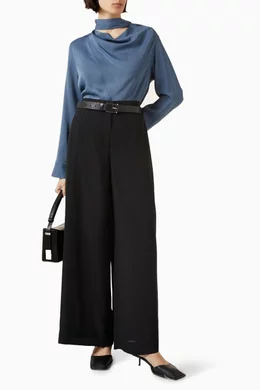 Buy COS Blue Draped Scarf-Detail Blouse For Women Online Ounass