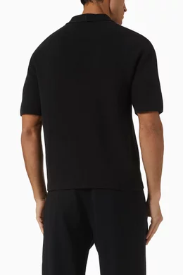 Buy COS Black Bouclé-Knit Cotton Polo Shirt For Men Online