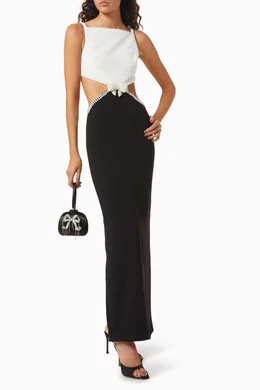 Buy Self-Portrait Black Embellished Cut-out Maxi Dress in Crepe For Women  Online | Ounass Saudi