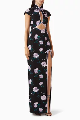 Buy Sau Lee Black Beatrix Maxi Dress in Crepe For Women Online | Ounass  Saudi