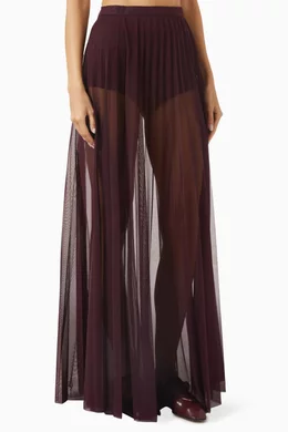 Buy The Frankie Shop Burgundy Vallen Pleated Maxi Skirt in Mesh
