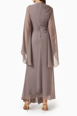 Buy De La Vali Grey Hausos Maxi Dress in Chiffon For Women Online | Ounass  Saudi