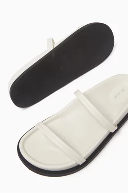 Buy St Agni White Fine Double Strap Slides in Leather For Women