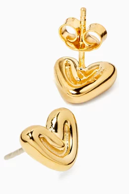 Buy Missoma Gold Puffy Heart Mini Stud Earrings in 18kt