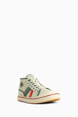 Buy Bottega Veneta White Eliot Mid-top Sneakers in Canvas