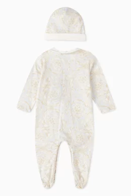 Buy Versace White Barocco Newborn Gift Set in Cotton For Baby