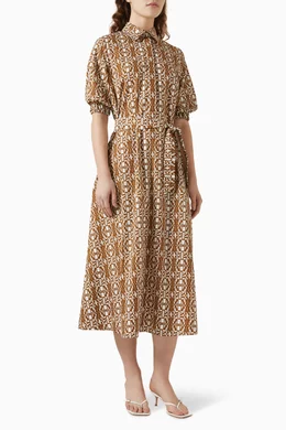 【送料&関税込】Max Mara luxgi Brown Cotton Dress Luxgi Dress Max Mara Marrone | Grifo210