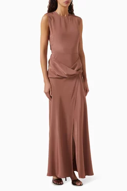tove brown dress Tove Satin Maxi Dress in Chocolate Brown