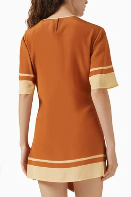 sir the label brown mini dress Almara Wrap Halter Mini Dress | Brown Espresso Stripe